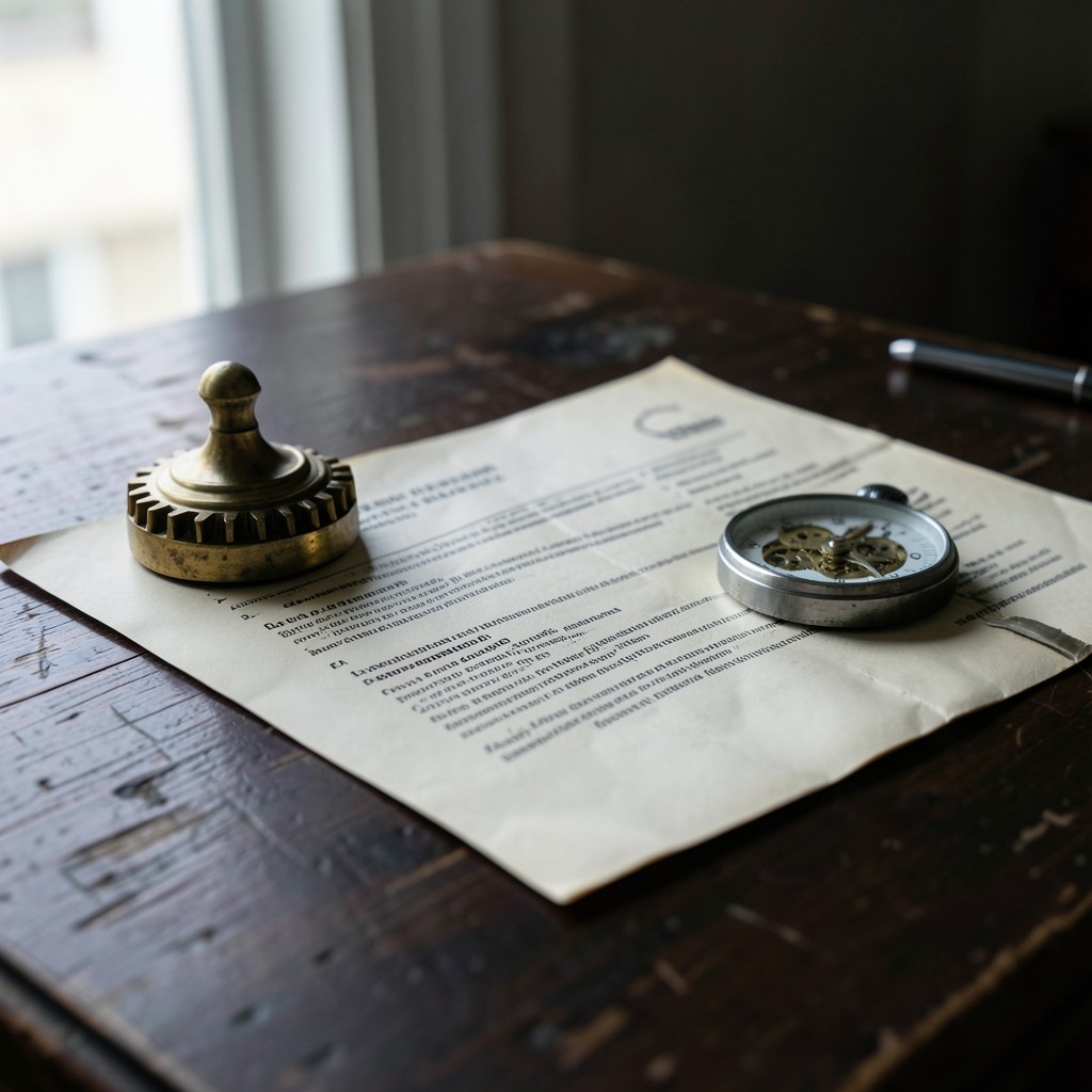 Documentos de contrato formativo sobre mesa de madera en despacho